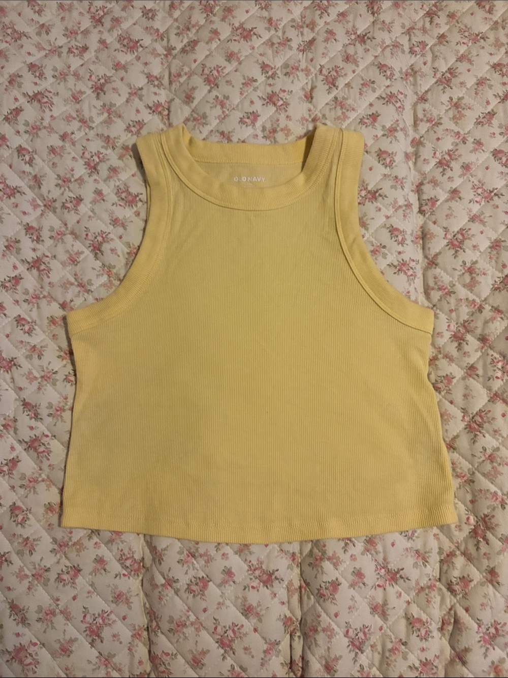 Old Navy Yellow Ribbed Cropped Tank Top